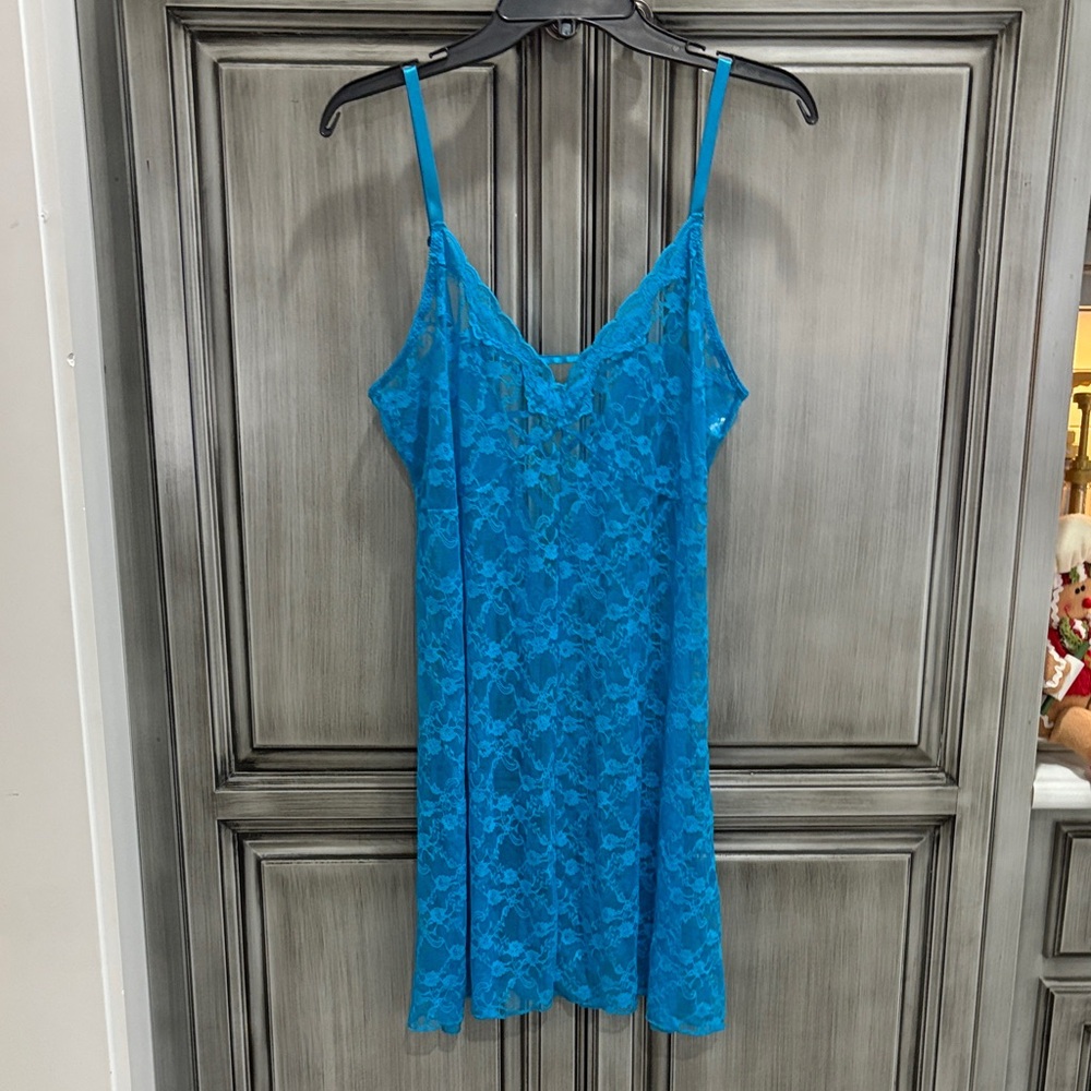 Delta Burke Blue Lace Slip Chemise